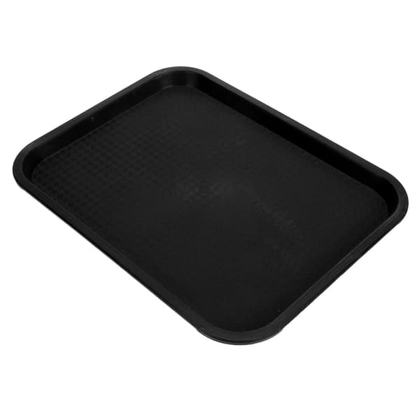 Snabbmatbricka PP Rektangulär Tjock Halkfri Multifunktionell Serveringsbricka för Restaurang Matsal Svart