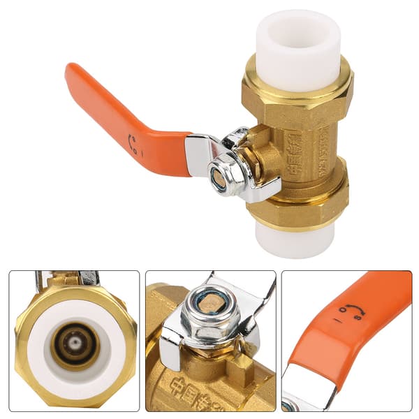 Messingrørkugleventil med dobbelt PPR-varmesmeltningsfitting 3/4\"BSP DN20