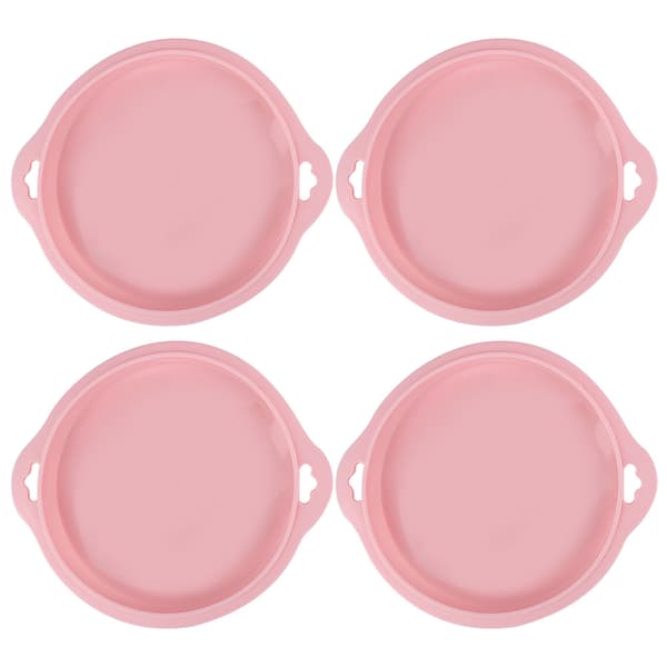 4 st silikon kakformar, rund bakform brödform bricka nonstick bakform rosa L