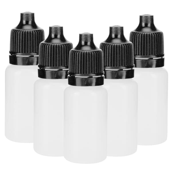 50 st 5 ml tomma droppflaskor klämbara ögonvätskeflaskor med lock och proppar, svart