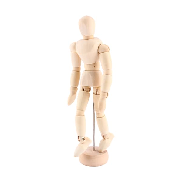 Träkonstnärsmodell Manlig Figur Ledad Ritmodell för Konstklass Display 5.5in