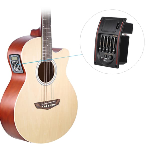 5-bands elektroakustisk gitarrförförstärkare EQ Equalizer Pickup Tuner Tillbehör