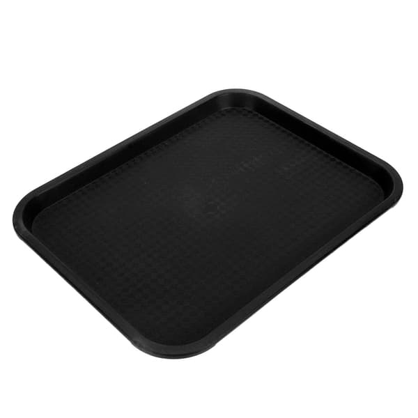 Snabbmatbricka PP Rektangulär Tjock Halkfri Multifunktionell Serveringsbricka för Restaurang Matsal Svart