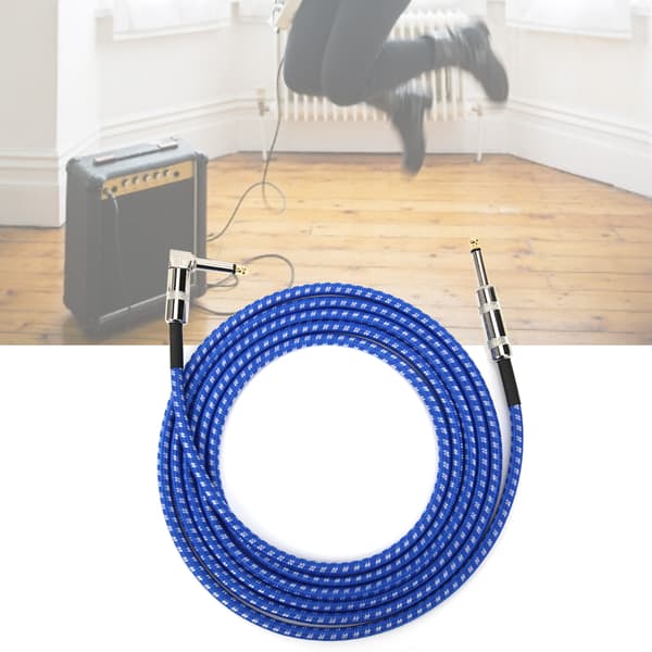 6,35 mm OFC Instrumentkabel Brusfri Blå och Vit 3m för Gitarr Bas Mikrofon Keyboard 1-pack