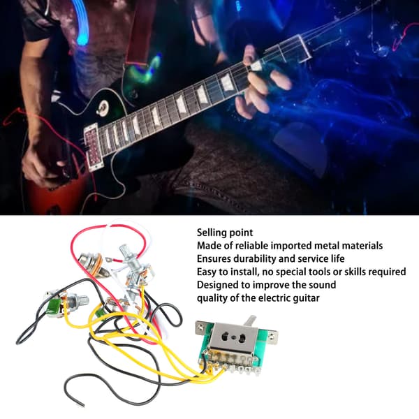 Gitarrkretskablar Tillbehör 5-vägs Jack Switch Gitarr Volym Tonkontroll Kabelhärva