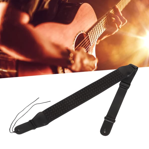 Polyester Gitarrrem Ventilerad Vadderad Bred Justerbar Ergonomisk Svart Bas Axelrem 1-pack