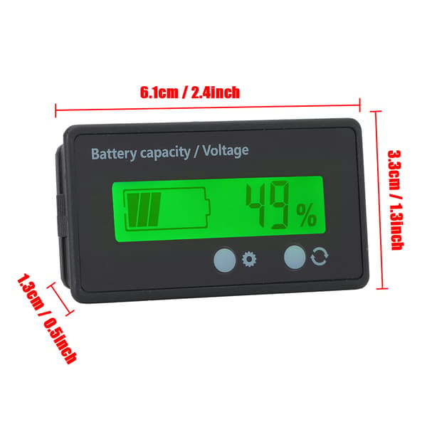 12-84V Grøn LCD Batterikapacitetsmåler HTN Vandtæt Voltmeter til Golfvogn