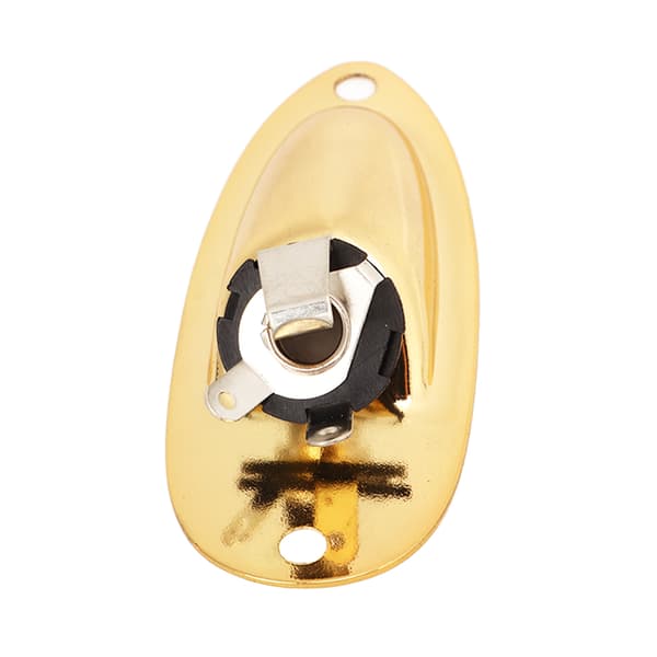 Båt Gitarr Utgångsjack Guld Metallplatta Kit för Elgitarr Bas Sidomonterad Std Storlek med 1 Jack 6 Skruvar 2 Spännen 2 Dynor 2 Spolar 2 Brickor