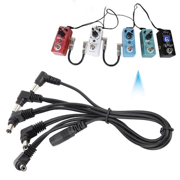 5-vejs elektrode Daisy Chain-kabel til guitar-effektstrømforsyningsadapter-splitter