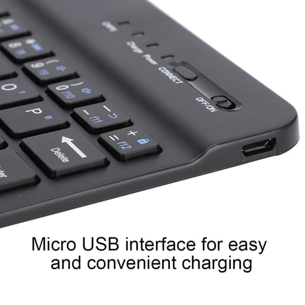 Slankt trådløst Bluetooth-tastatur til Android iOS Windows, sort, ultratyndt bærbart design