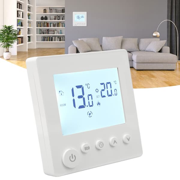 Smart programmerbar gulvvarmetermostat, LCD touch kontrolpanel, 90-240V, til hjemmebrug