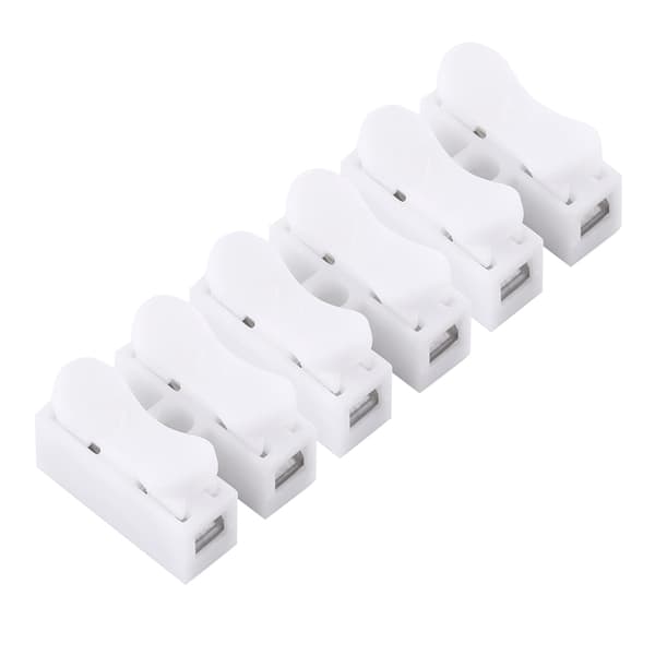 100 st 10A 220V 2-polig snabbkopplingsklämma för kabel, vit kopplingsplint