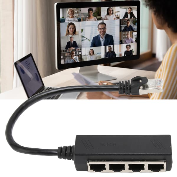 RJ45 Ethernet Splitter Adapter 1 til 4 porte Netværkshub-stik ABS til pc, gaming, router