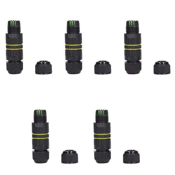 5-pack extern strömkabelkoppling IP68 vattentät 3-kärnig kabelanslutning 7-10 mm