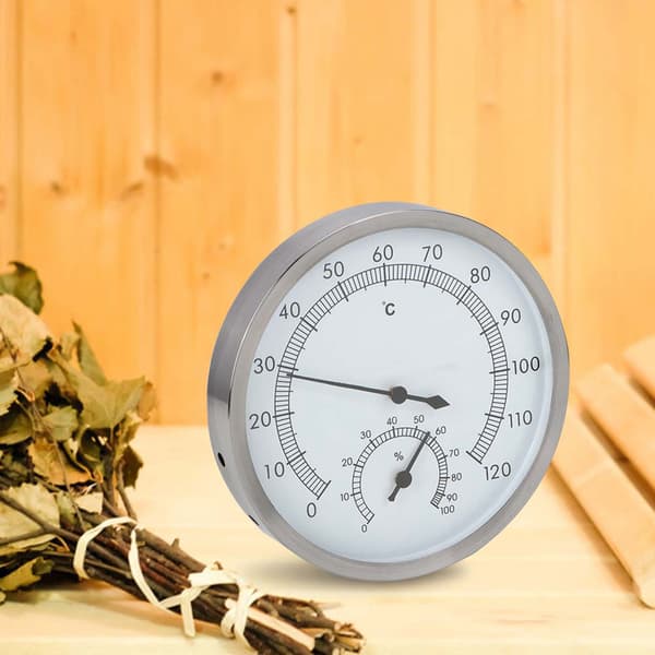 2-i-1 Rustfrit Stål Dampbad Sauna Rum Termometer Hygrometer Termo Hygrometer Indendørs