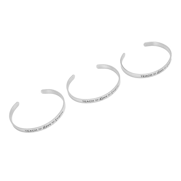 Justerbart manschettarmbandset 3 st graverbart rostfritt stålarmband silver för kvinnor män