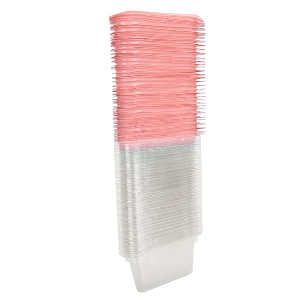 100 st triangulär tårthållare transparent PET-matmuffin förpackningsbehållare rosa