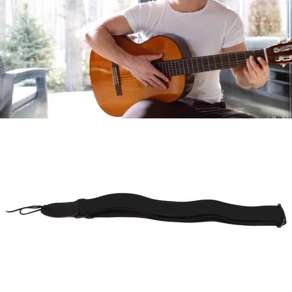 Bred nyloninstrumentrem för bas, akustisk elgitarr, ukulele, justerbar längd med klämma, 1-pack