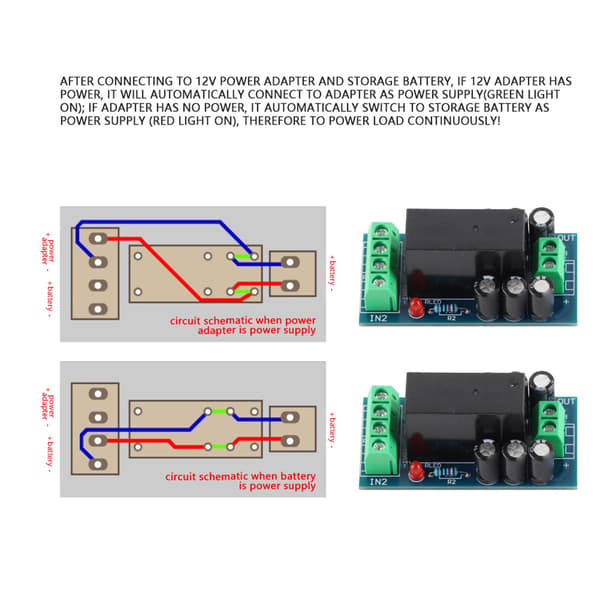DC 12V 12A 150W AC-adapter/batteri automatisk skiftemodul Nødstrømsforsyningscontroller