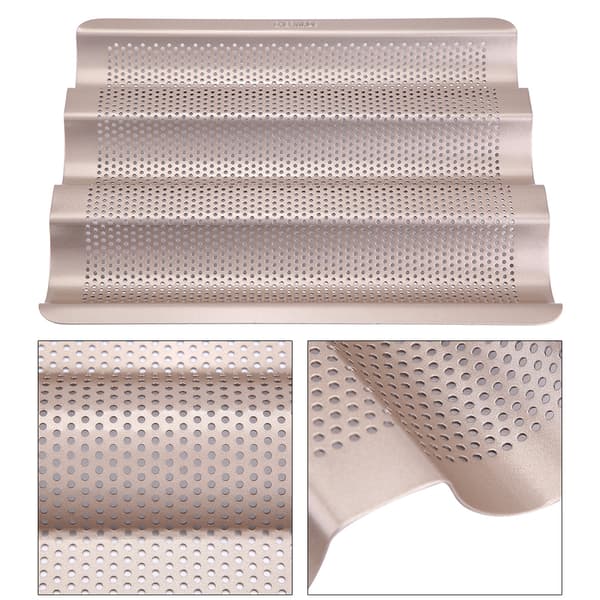 10 tommer fransk brødform Baguette bageplade perforeret 3-slids non-stick bageform