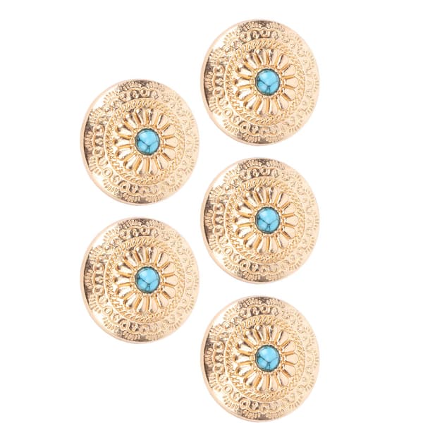 Gyllene Blå Sten Nit Skruvset 30mm, 5-pack Korsade 4.5mm Fästen för Denim Läderhantverk