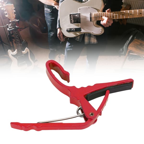 Gitarr Capo Legering Snabb Tonartsbyte Kompakt Instrumenttillbehör för Liveframträdande Röd