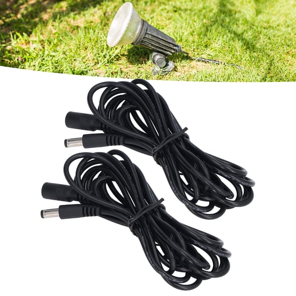 2 stk. LED solcellelys forlængerkabel til overvågning strømforbindelseskabel 5.5x2.1mm DC12V 24V