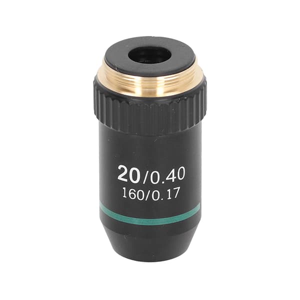 Akromatisk objektiv messing forkromet 20X mikroskopobjektiv linsegrænseflade 20,2 mm
