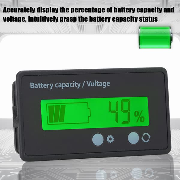 12-84V Grøn LCD Batterikapacitetsmåler HTN Vandtæt Voltmeter til Golfvogn