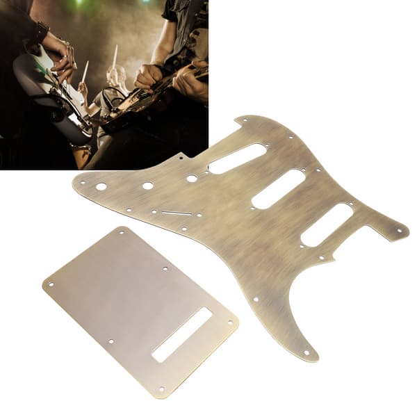Bronsmetall Elgitarr Scratchplate & Bakplatta Set för 3 Single Coil Pickups, SSS-stil, 2-delat kit