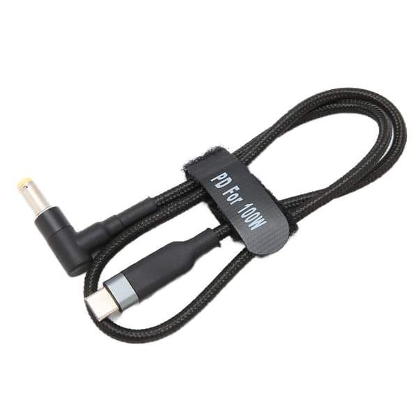 Bærbar Opladerkabel DC-stik USB-C PD Hurtigopladningskabel 0,5m Sort