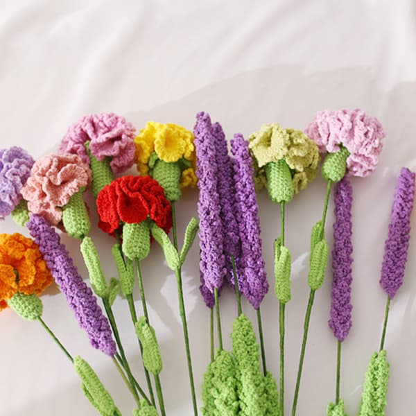 Blomster Håndvævet Uld Simulation Blomsterbuket Nelliker Dekoration