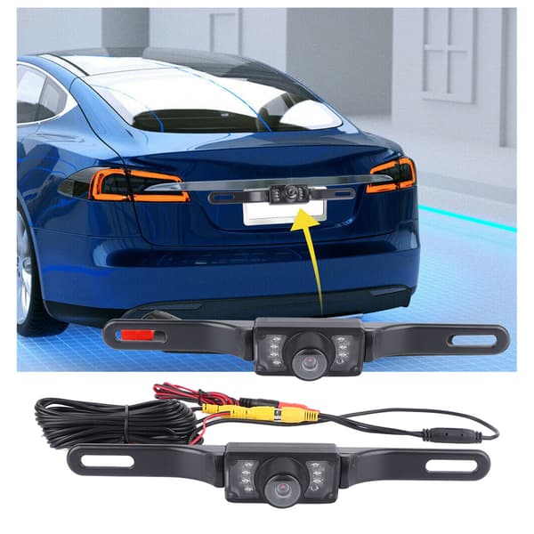 HD Night Vision Bil Backkamera 8 LED Infraröd Vattentät Nummerplåtsram Montering