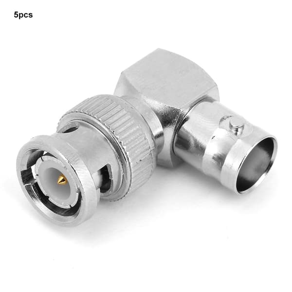 5 stk. L-formet 90 graders messing BNC han til hun stik koaksialkabeladapter