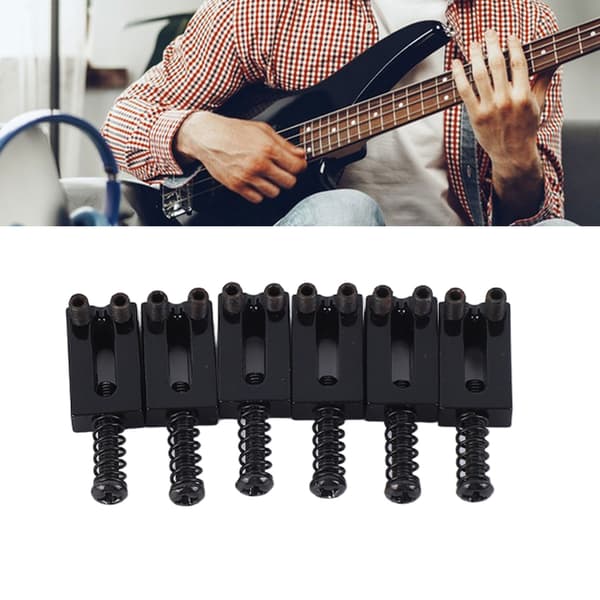 6-pak zinklegering E-guitar tremolo bro rullesadler, standardstørrelse, sort, reservedele