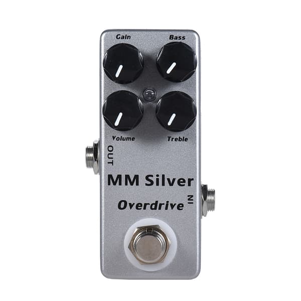MOSKYAudio MM Silver Elgitarr Overdrive Stompbox Full Metallskal True Bypass