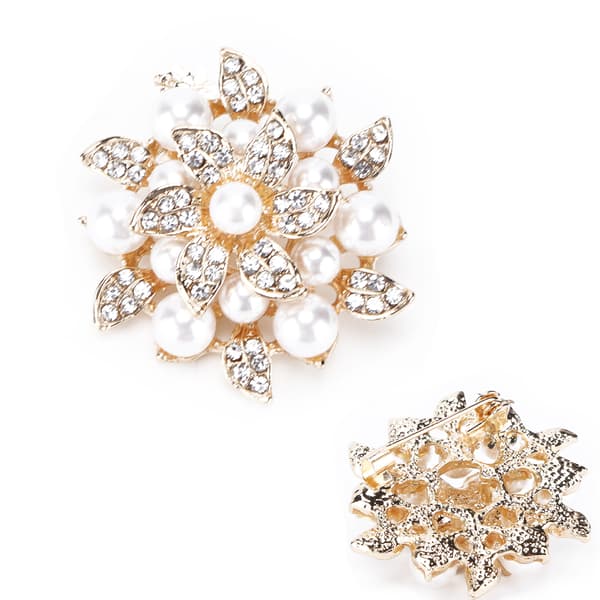 Guldblommig pärlbrosch för kvinnor Elegant presentklädesaccessoar