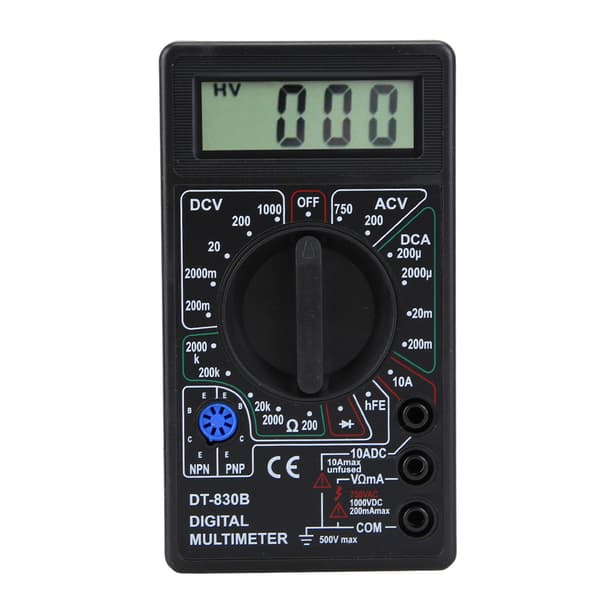 DT-830B Multifunktionel Bærbar LCD Digital Multimeter Amp Volt Ohm Tester Voltmeter Ohmmeter Måler DT-830B Sort