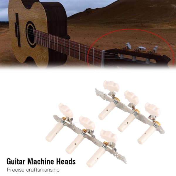 3+3 Vänster Höger Akryl Klassisk Gitarr Stämskruvar Silver
