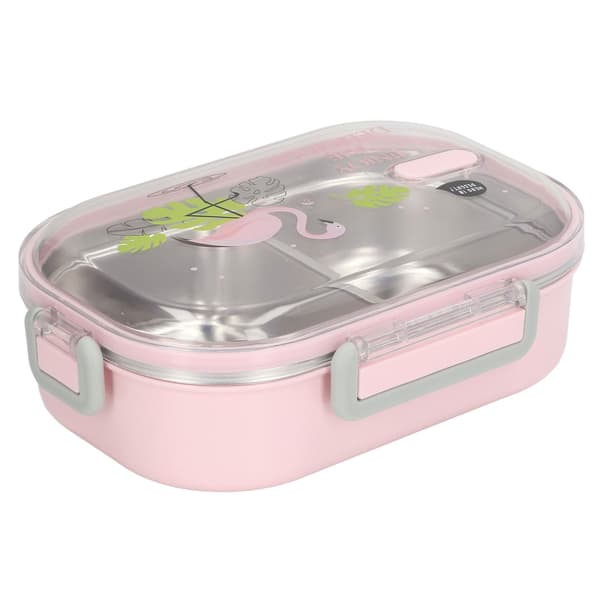 304 Rostfritt Stål Lunchlåda Fackfoder Termisk Isolering Bento Lunchlåda Illustrationsstil Läckagesäker Behållare för Studenter Barn Trans