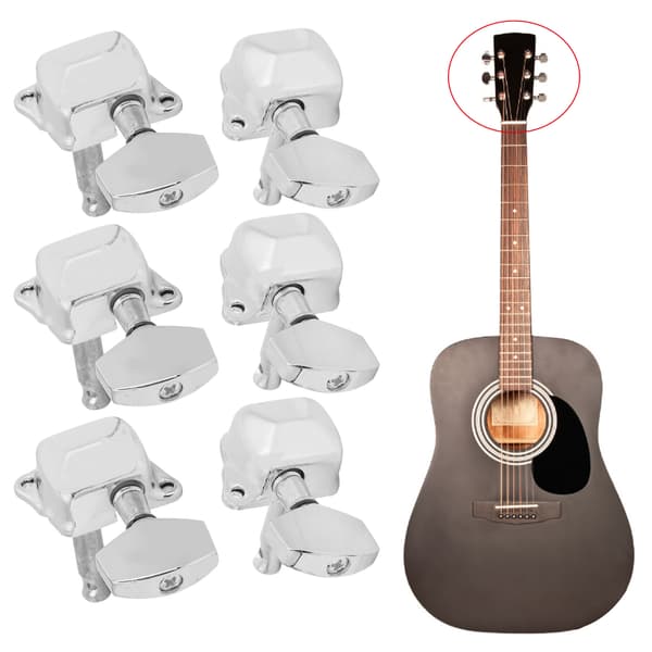 Silver Gitarrstämskruvar 3 Vänster 3 Höger för Halvsluten Gitarr Musikinstrumentdelar