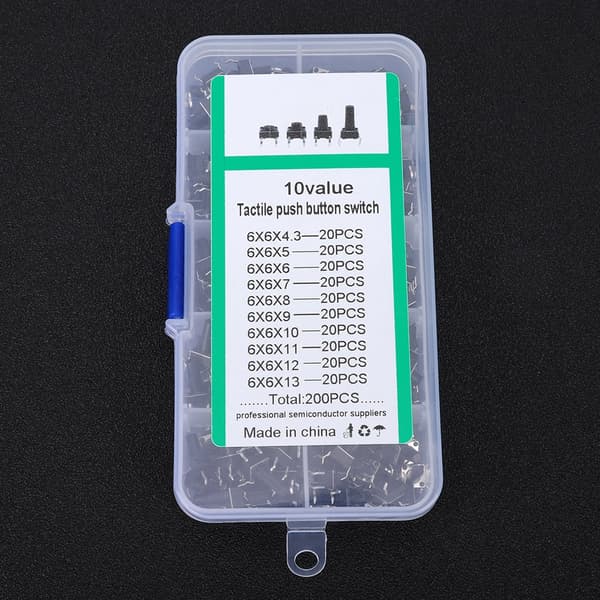 200 stk. Tact Switch Sæt Industritilbehør Hardwaredele 10W Flick Afbryder Sæt