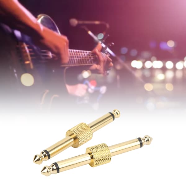 2ST 6,35 mm effektadapterkontakt brusreducerande gitarrpedalkopplare omvandlingsplugg guld