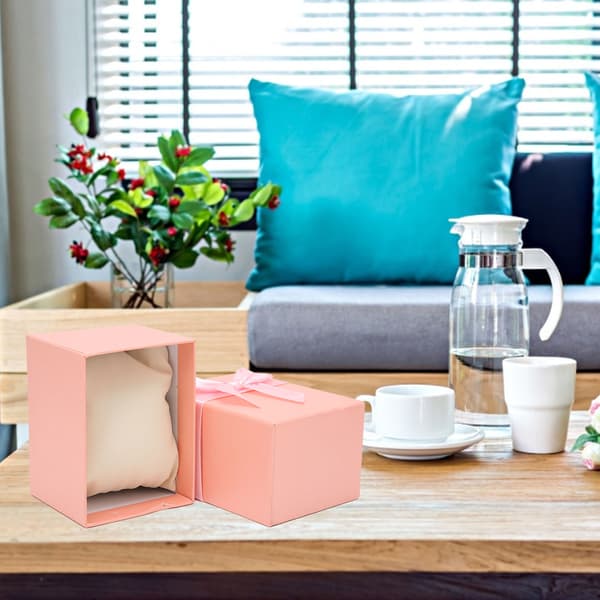 Rosa rosett klockorganisatörfodral - Jul årsdag födelsedag presentförpackning