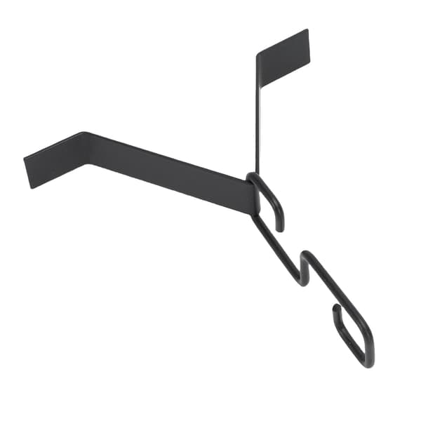 V-formad järnregnkedjefäste klämma och krok för stuprörsadapter, rustik svart, 2-pack