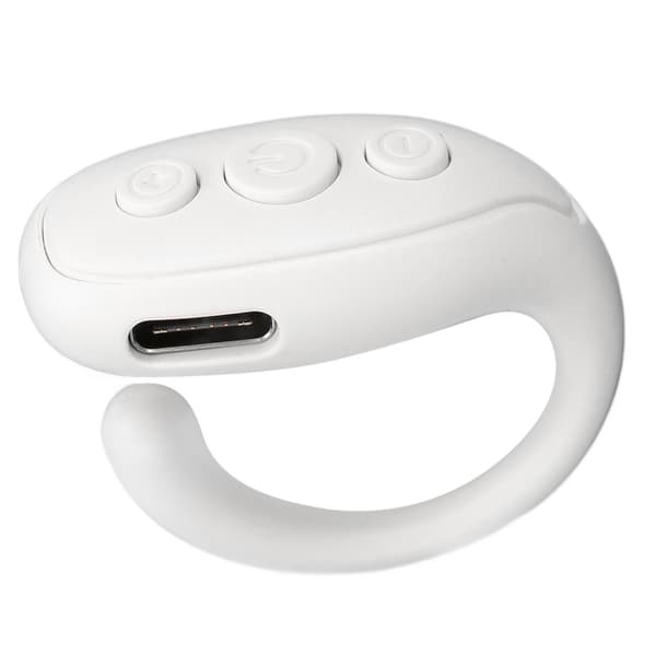 Bluetooth kamerafjärrkontroll för telefon surfplatta, ABS ringdesign, lång batteritid, vit