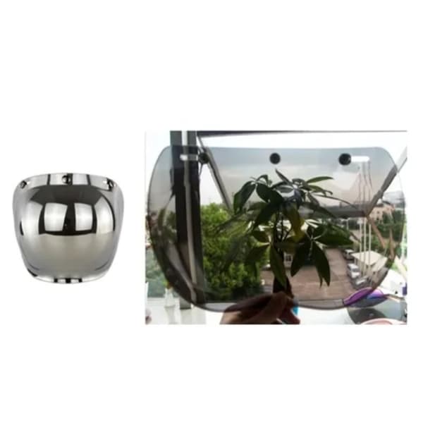 Motorcykel Retro Bubble Shield Visir PC-lins 3 Snap Hjälm Vindruta med Ramset Silver