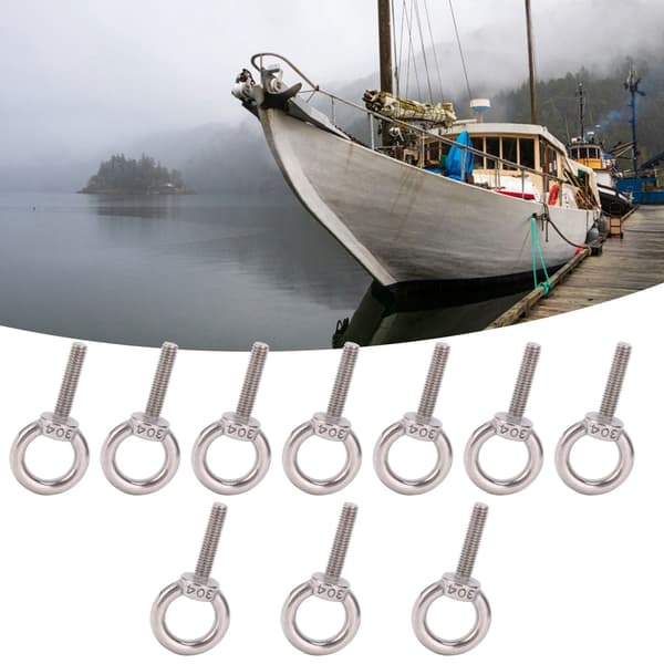 10 stk. øjebolt 304 rustfrit stål løfte rund ring skrue befæstelse hardware M6x25