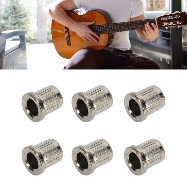 6x Mässing Genomgående Gitarrsträngshylsor Recordative Edition Silver för Elgitarrer