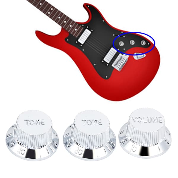 3 st silverplast gitarrpottknappar 25,5/18/6 mm för elgitarr och bas volymtonersättning